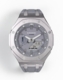 Casioak Mod Watch Casio G-Shock GA-2100 Silver Metal Case Grey Dial and Strap GA2110ET-8A