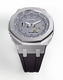 Casioak Mod Watch Casio G-Shock GA-2100 Silver Metal Case Grey Dial Black Strap GA2110ET-8A