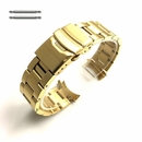 Citizen Compatible Gold Tone Metal Stainless Steel Oyster Style Replacement Curved End Watch Band #7017