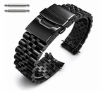 Citizen Compatible Metal Steel Jubilee Style Black Curved End Watch Band #7002