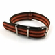 Tissot Compatible Orange & Olive Green Stripes One Piece Slip Through Nylon Watch Band Strap #6F14