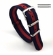 Citizen Red and Navy Stripes One Piece Slip Through Nylon Watch Band Strap SS Buckle #6007