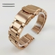 Coach Compatible Rose Gold Stainless Steel Metal Watch Band Strap Double Locking Buckle #5000RG