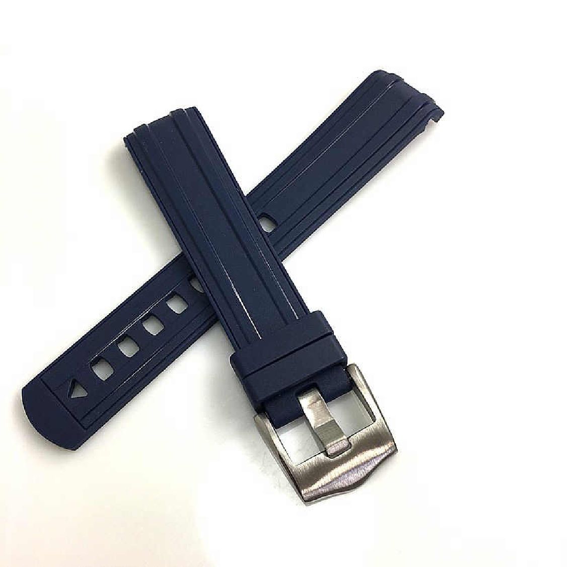 Invicta Compatible Curved End 20mm 22mm Blue Silicone Rubber Strap