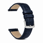 Dark Blue Croco Genuine Leather Replacement Watch Band Strap Steel Buckle #1043