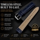 Invicta Compatible Dark Blue Croco Genuine Leather Replacement Watch Band Strap Steel Buckle #1043