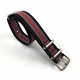 Black Gray Red Stripes One Piece Slip Through Nylon 20mm Watch Band Strap #6013
