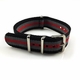 Black Gray Red Stripes One Piece Slip Through Nylon 20mm Watch Band Strap #6013