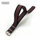 Black Gray Red Stripes One Piece Slip Through Nylon 20mm Watch Band Strap #6013
