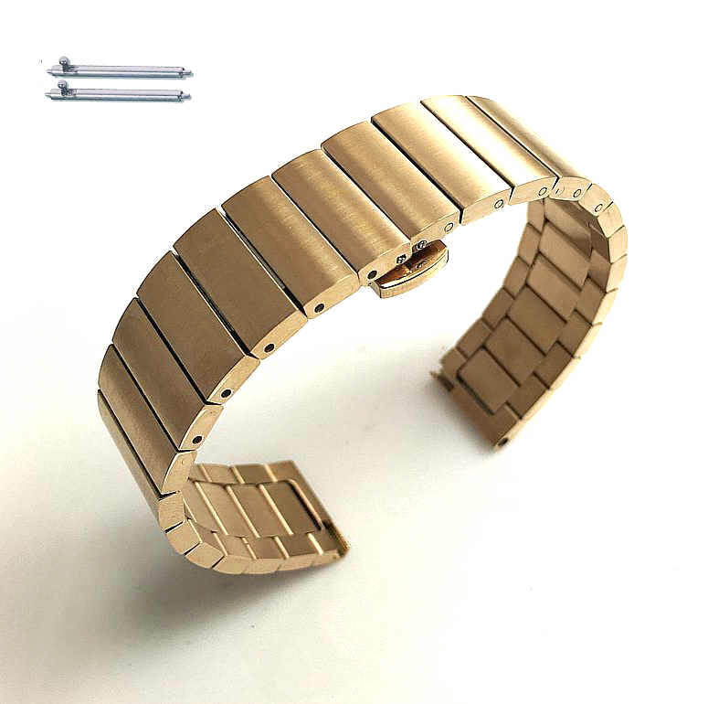 Elegant 20mm Brushed Rose Gold Metal Watch Band Butterfly Clasp 5118