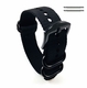 Fossil Compatible Black One Piece Slip Through Nylon Watch Band Army Military Black Buckle #6022