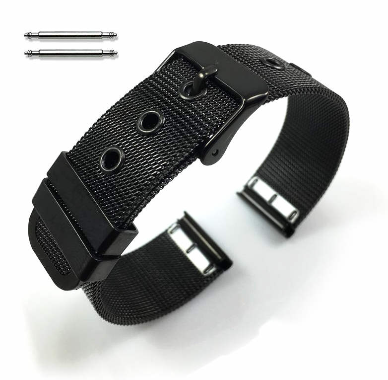 Armitron Compatible Black Stainless Steel Thin Mesh Replacement Watch