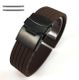 Fossil Compatible Brown Rubber Silicone Watch Band Strap Double Locking Black Steel Buckle #4018