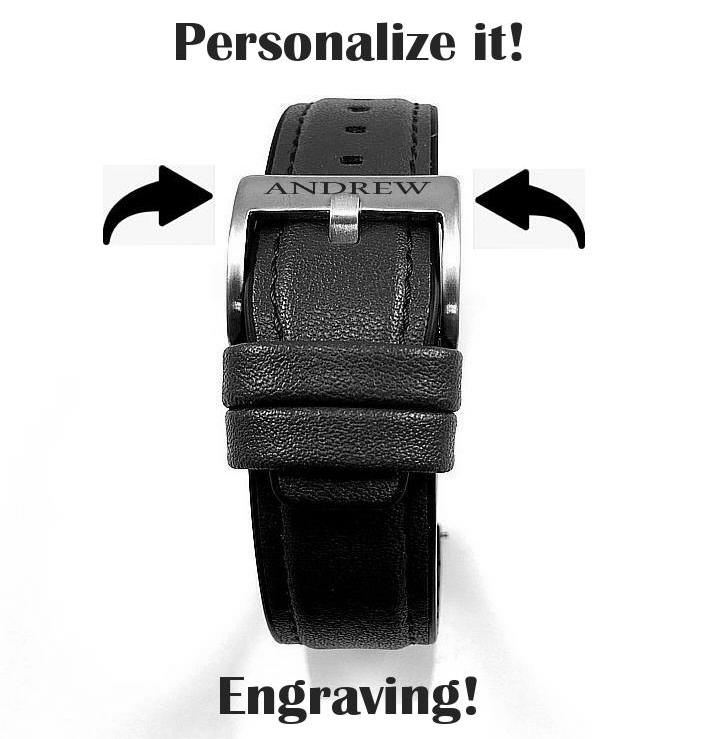 Hamilton Compatible Black Leather Watch Strap Quick Release Band Black