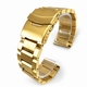Gold Stainless Steel Metal Bracelet 24mm Watch Band Double Locking Clasp #5000G