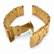 Gold Stainless Steel Metal Bracelet 24mm Watch Band Double Locking Clasp #5000G
