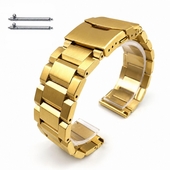 Gold Stainless Steel Metal Bracelet Watch Band Strap Double Locking Clasp #5000G