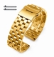 Gold Tone 22mm Steel Metal Watch Band Strap Bracelet Double Locking Buckle #5053