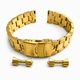Gold Tone Brushed Metal Steel Curved End Replacement Watch Band #7008