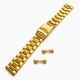 Gold Tone Brushed Metal Steel Curved End Replacement Watch Band #7008