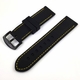 Nautica Compatible Black Rubber Silicone Replacement Watch Band Strap Yellow Stitching Steel Buckle #4007