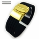 Invicta Compatible Black Rubber Silicone Replacement Watch Band Strap Gold Double Lock Buckle #4011G