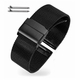 Invicta Compatible Black Steel Metal Adjustable Mesh Bracelet Watch Band Strap Double Lock Clasp #5026