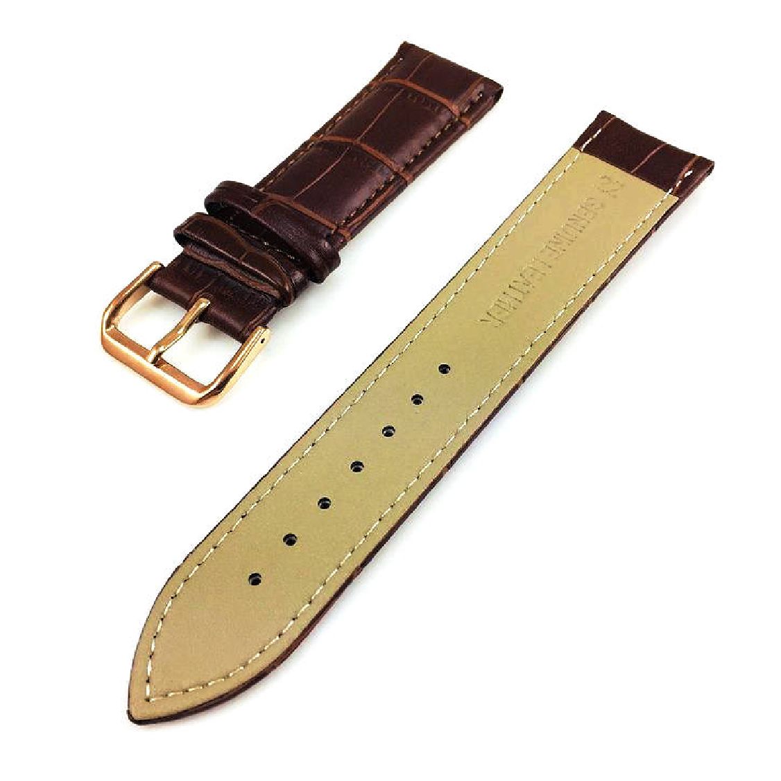 Ingersoll 24mm Brown Leather Watch Band – Folding Butterfly Clasp, Croco Style