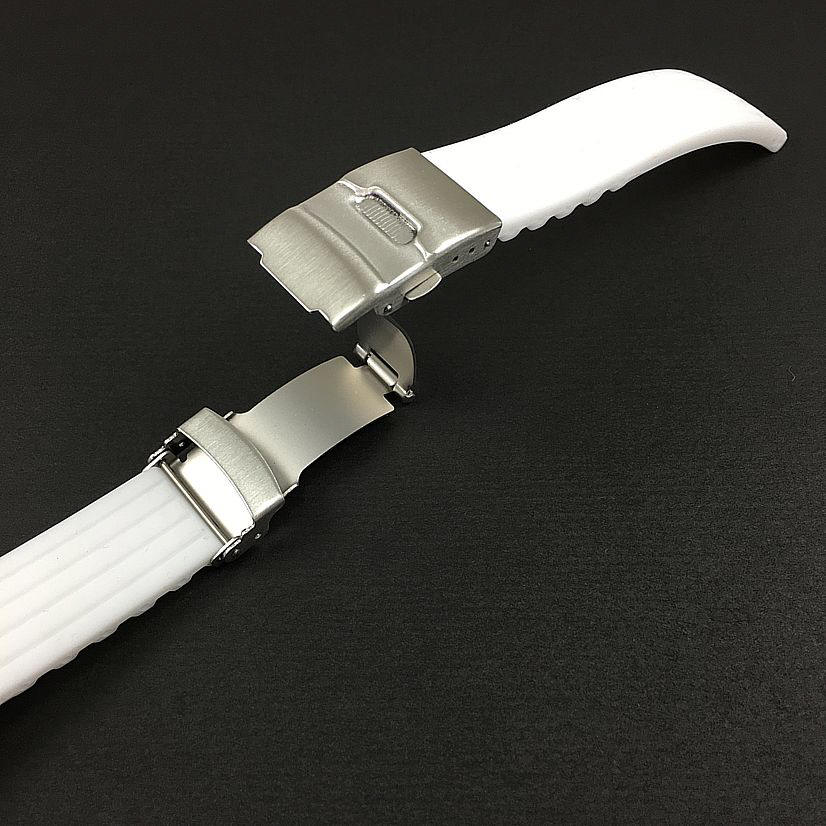 Citizen Compatible White Silicone Replacement Watch Band Strap Double Locking Clasp 4434