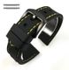 Kenneth Cole Compatible Black Rubber Silicone Replacement Watch Band Strap Yellow Stitching Steel Buckle #4007