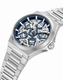 Kenneth Cole KCWGY0065301 Mens Automatic Skeleton Bracelet Watch Silver Blue Dial Watch