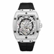 Kenneth Cole KCWGZ0067803 Mens Automatic Watch Silver Dial Black Silicone Strap