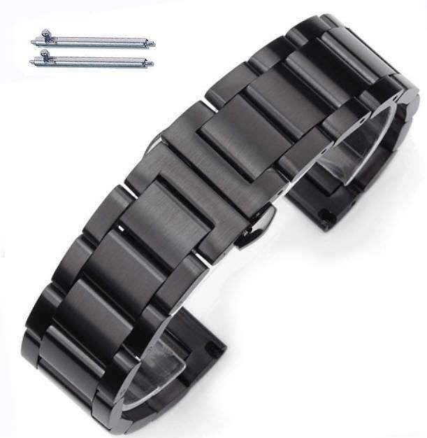 Lacoste Compatible Black Stainless Steel Brushed Replacement Watch Band Strap Butterfly Clasp 5072