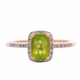 Ladies Yellow Gold Precious Peridot Cushion Diamond Ring RC4-11748YPE