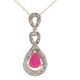 Ladies Yellow Gold Precious Ruby Diamond Pear Shaped Necklace PD4-16318YRU