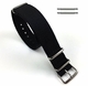 Longines Compatible Black One Piece Slip Through Nylon Watch Band Strap Silver Steel Buckle #6002