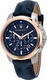 Maserati Successo R8871621015 Men's Chronograph Watch Blue Dial, Rose Gold PVD