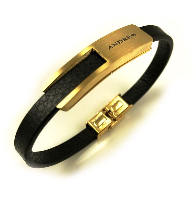 Gold Engraved Men's Bracelets Boss Men's Bracelet Evan In