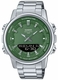 Men's Casio Ana-Digi Green Dial Stainless steel Band Watch AMW880D AMW-880D-3A