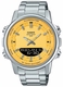 Men's Casio Ana-Digi Yellow Dial Stainless steel Band Watch AMW880D AMW-880D-9A