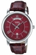 Men's Casio Beside Maroon Dial Leather Band Watch BEM152L BEM-152L-4A