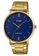 Men's Casio Blue Dial Stainless Steel Band, Triple-fold Clasp Band Watch MTPVT01G MTP-VT01G-2B