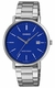Men's Casio Blue Dial Stainless Steel Band Watch MTPVT05D MTP-VT05D-2E