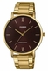 Men's Casio Burgundy Dial Stainless Steel Band, Triple-fold Clasp Band Watch MTPVT01G MTP-VT01G-5B