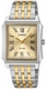 Men's Casio Gold Dial Stainless Steel Band, One-touch 3-fold Clasp Band Watch MTPB190SG MTP-B190SG-9B