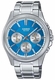 Men's Casio Ice Blue Dial Stainless Steel Band, One-touch 3-fold Clasp Band Watch MTP1375D MTP-1375D-2A2