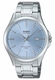 Men's Casio Light Blue Dial Sapphire Crystal Stainless Steel Band, One-touch 3-fold Clasp Band Watch MTS115D MTS-115D-2A2