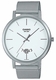 Men's Casio White Dial Stainless Steel Mesh Band Adjustable Clasp Band Watch MTPB100M MTP-B100M-7E