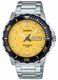 Men's Casio Yellow Dial Stainless Steel Band Watch MTD125D MTD-125D-9A