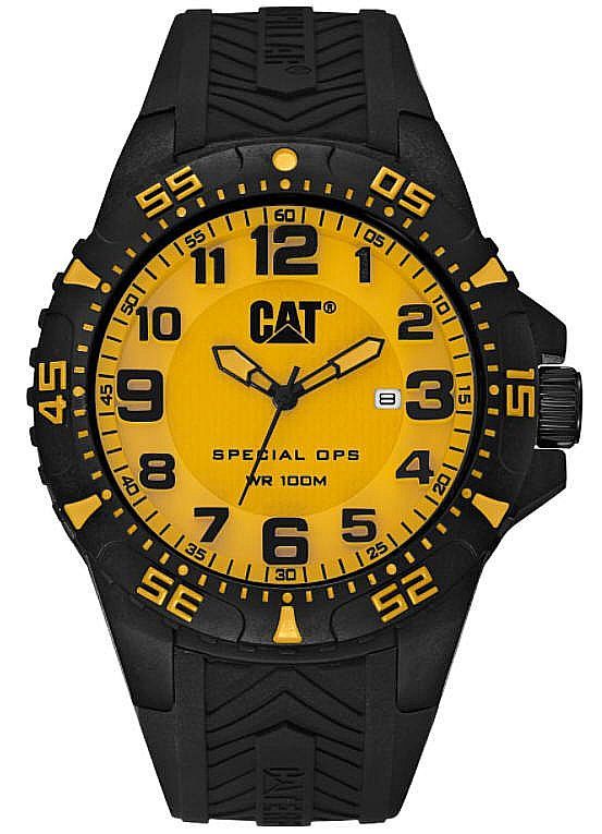 Men's CAT Caterpillar Black OPS 2 Black & Yellow Military Watch K312121711